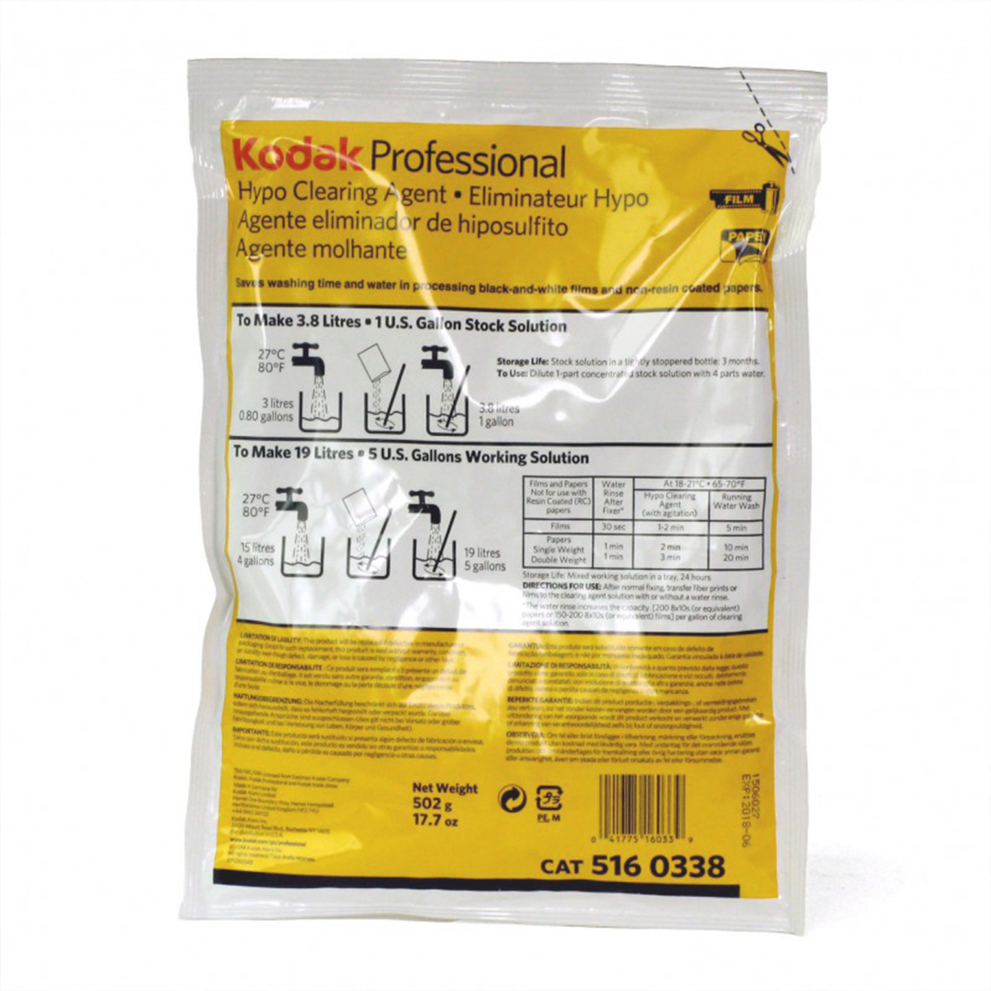 Kodak Hypo Clearing Agent TM 1US gal/3.8L