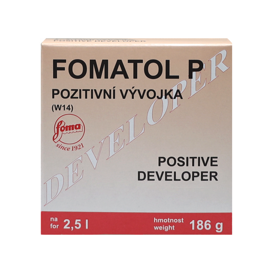 Fomatol P Positive Developer packaging on a white background