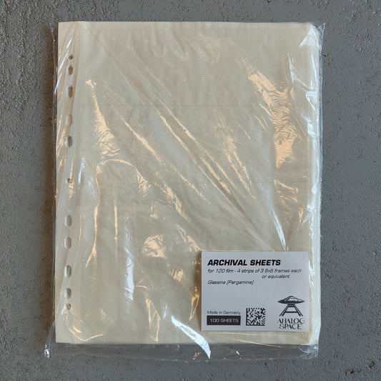 Pergamine archival sheets for 120 film (up to 4 strips) (100 sheets)