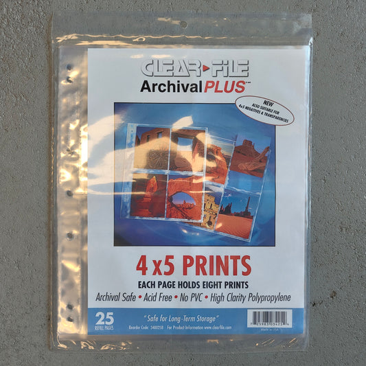 ClearFile PP Negative/Print Sleeves for 4x5 sheets (up to 4 sheets) (25 sheets)