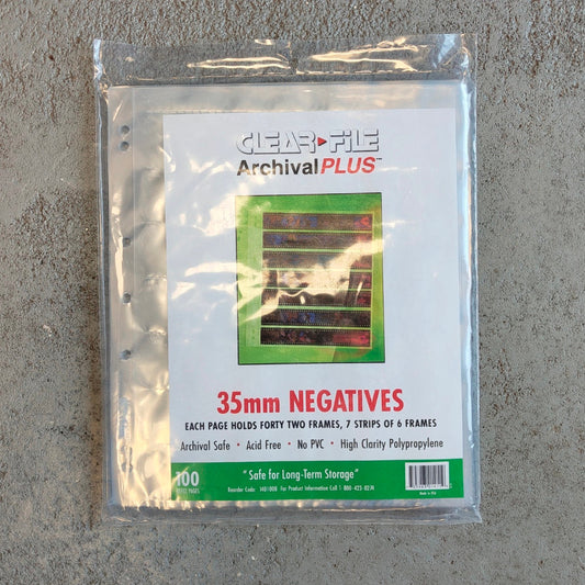 Package containing 100 sheets of ClearFile transparent 35mm negative pages