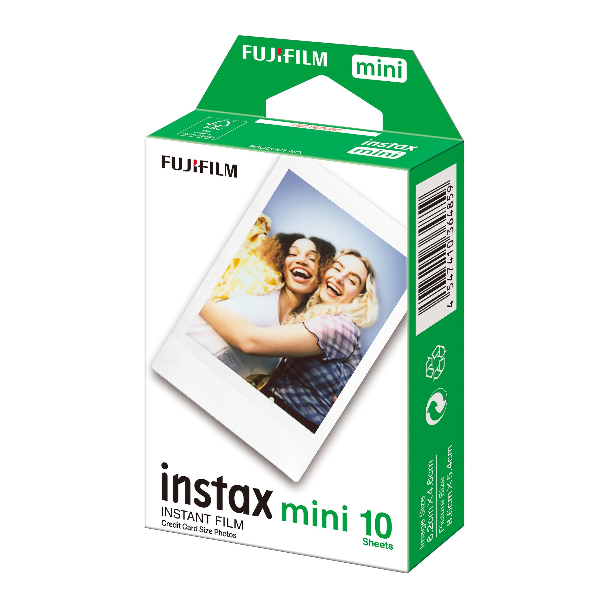 Fujifilm Instax Mini 10 instant film packaging on a white background