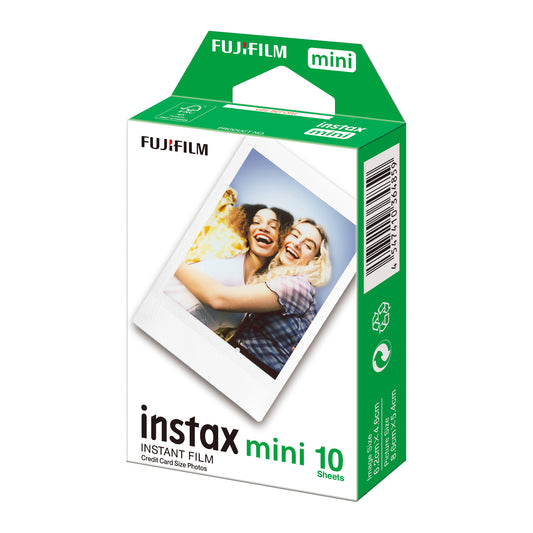 Fujifilm Instax Mini 10 instant film packaging on a white background