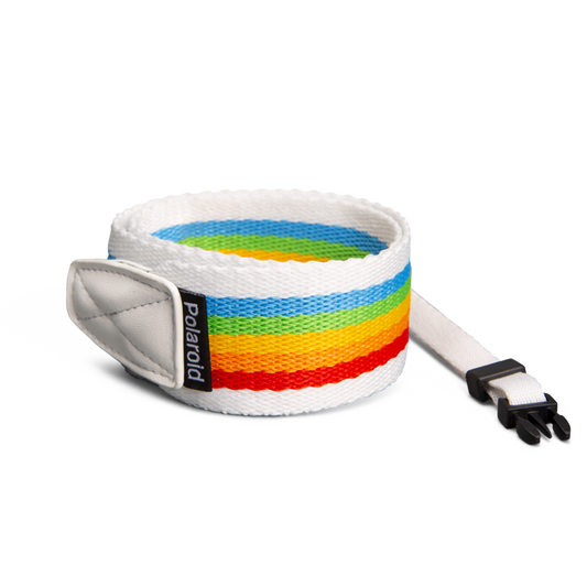 Polaroid flat camera strap – Rainbow White